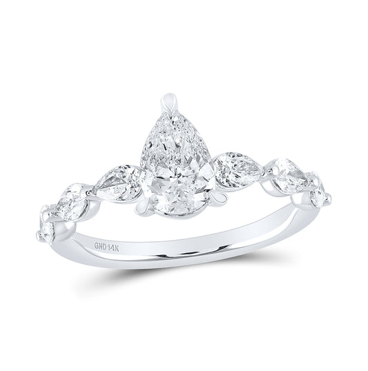 14kt White Gold 1 3/4 Ctw Diamond 1ct-cpear Engagement Ring Cert