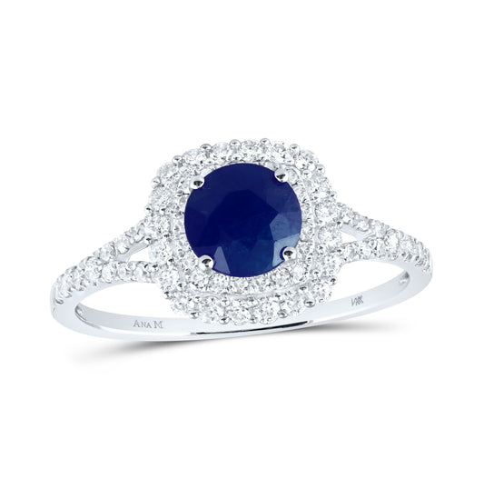 14kt White Gold 3/8ctw Diamond Cn 6.00mm Sapp Bridal Natural Gem Ring