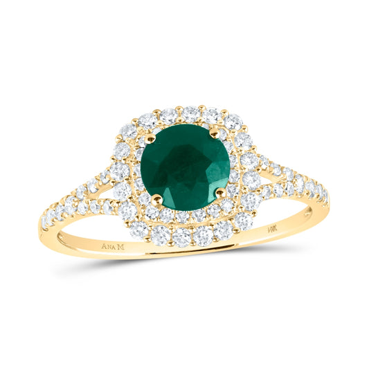 14kt Yellow Gold 3/8ctw Diamond Cn 6.00mm Eme Bridal Natural Gem Ring