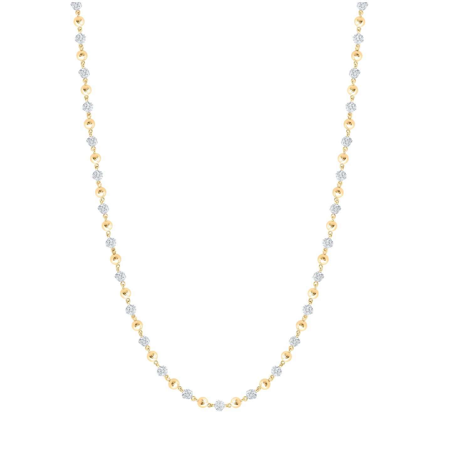 10kt Yellow Gold 7 Ctw Diamond Nk (4 Mm) Ball Mens Chain (22 Inch)