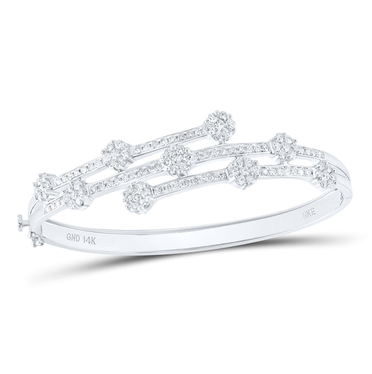 14kt Yellow Or White Gold 2 5/8 Ctw Diamond Nke Flower Bangle
