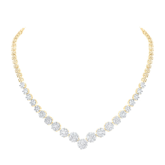 14kt Yellow Or White Gold 5 Ctw Diamond Nke Flower Necklace (16 Inch)