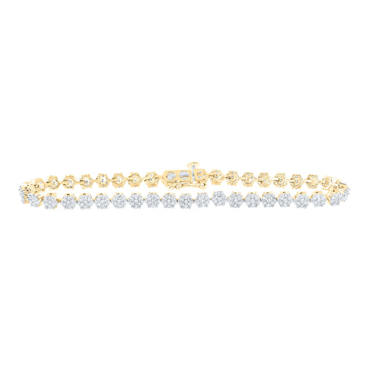 14kt Yellow Or White Gold 2 Ctw Diamond Nke Flower Bracelet (7 Inch)
