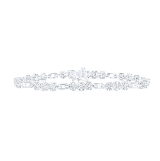 14kt White Gold 2 1/2ctw Diamond Nke Flower Bracelet (7 Inch)