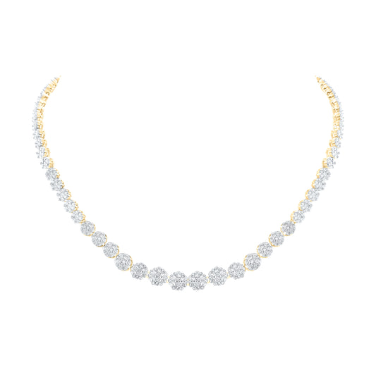 14kt Yellow Or White Gold 10ctw Diamond Nke Flower Necklace  (16 Inch)