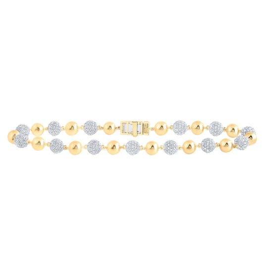 10kt Yellow Gold 5 1/2ctw Diamond Nk Ball Mens Bracelet (9 Inch)