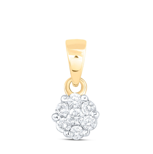 10kt Yellow Or White  Gold 1/10ctw Diamond Nk Flower Fashion Pendant