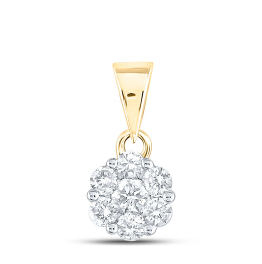 14kt Yellow Or White Gold 1/2ctw Diamond Nke Flower Fashion Pendant