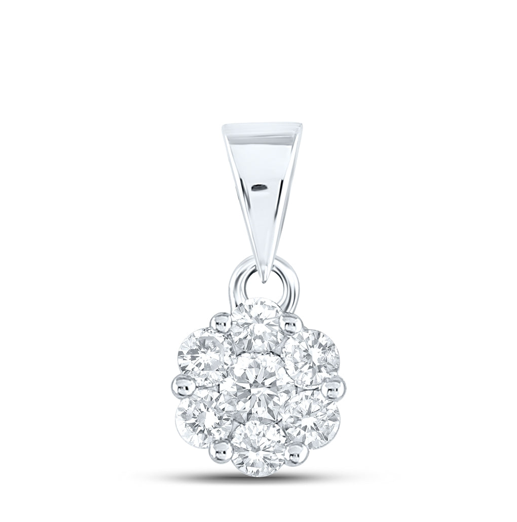 14kt Yellow Or White Gold 1/2ctw Diamond Nke Flower Fashion Pendant