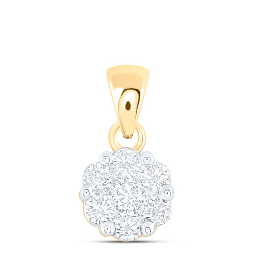 14kt Yellow Gold 1 Ctw Diamond Nke Flower Fashion Pendant