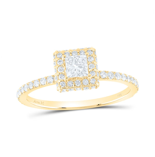 14K Yellow Or White Gold 3/4ctw Diamond Ana M 1/3ct-cpr Single Halo Engagement Ring