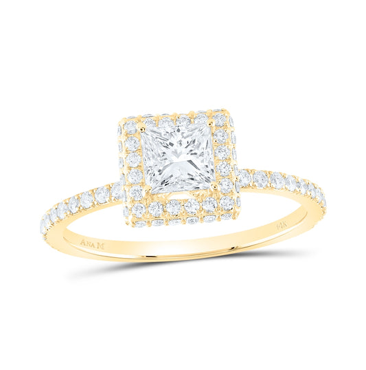 14K Yellow Or White Gold 1 1/5ctw Diamond Ana M 3/4ct-cpr Single Halo Engagement Ring