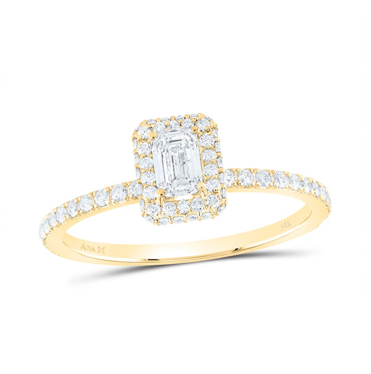 14K Yellow Or White Gold 3/4ctw Diamond Ana M 1/3ct-cem Single Halo Engagement  Ring