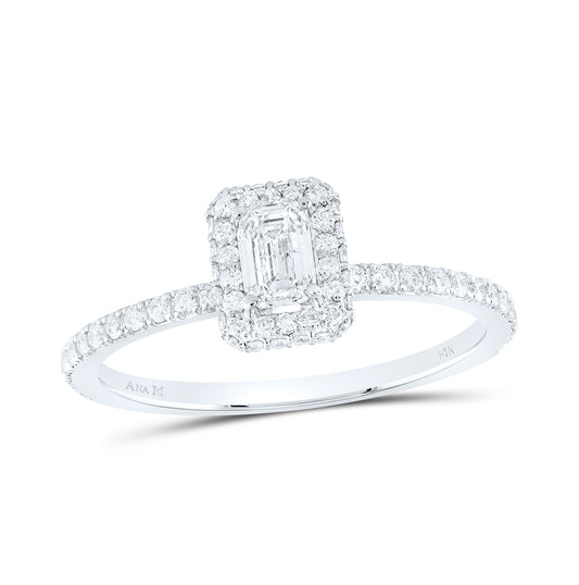 14kt White Gold 3/4ctw Diamond Ana M 1/3ct-cem Single Halo Engagement Ring