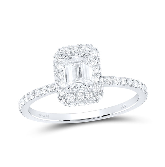 14kt White Gold 1 1/4ctw Diamond Ana M 3/4ct-cem Single Halo Engagement Ring
