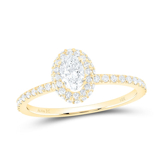 14K Yellow Or White Gold 3/4ctw Diamond Ana M 1/3ct-cov Single Halo Engagement Ring