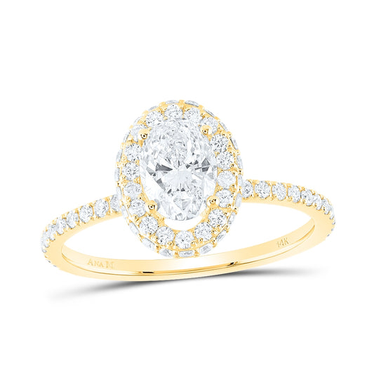 14K Yellow Or White Gold 1 1/3ctw Diamond Ana M 3/4ct-cov Single Halo Engagement Ring