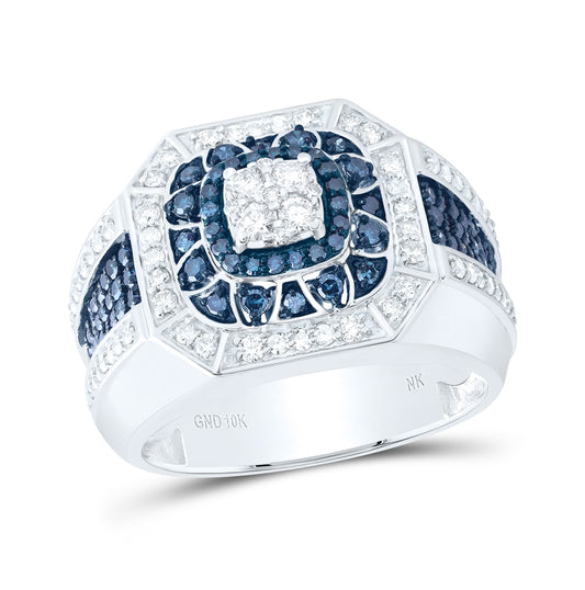 10kt White Gold 1 1/3 Ctw Dia Nk Men's Ring