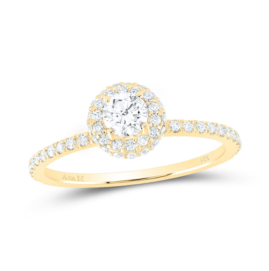14K Yellow Or White Gold 5/8ctw Diamond Ana M 1/3ct-crd Engagement Single Halo Ring