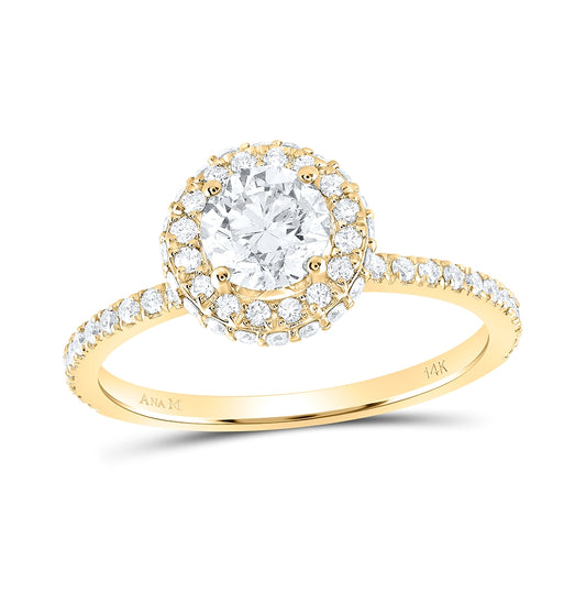 14K Yellow Or White Gold 1ctw Diamond Ana M 3/4ct-crd Engagement Single Halo Ring