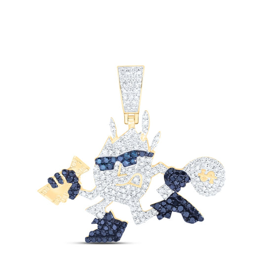 10kt Yellow Gold 1 3/8 Ctw Dia Nk Mix Color Diamond Men's Charm