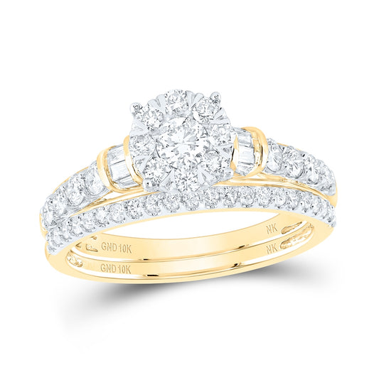10kt Yellow Or White Gold 1ctw Diamond Nk 1/5ct-crd Bridal Set Single Halo