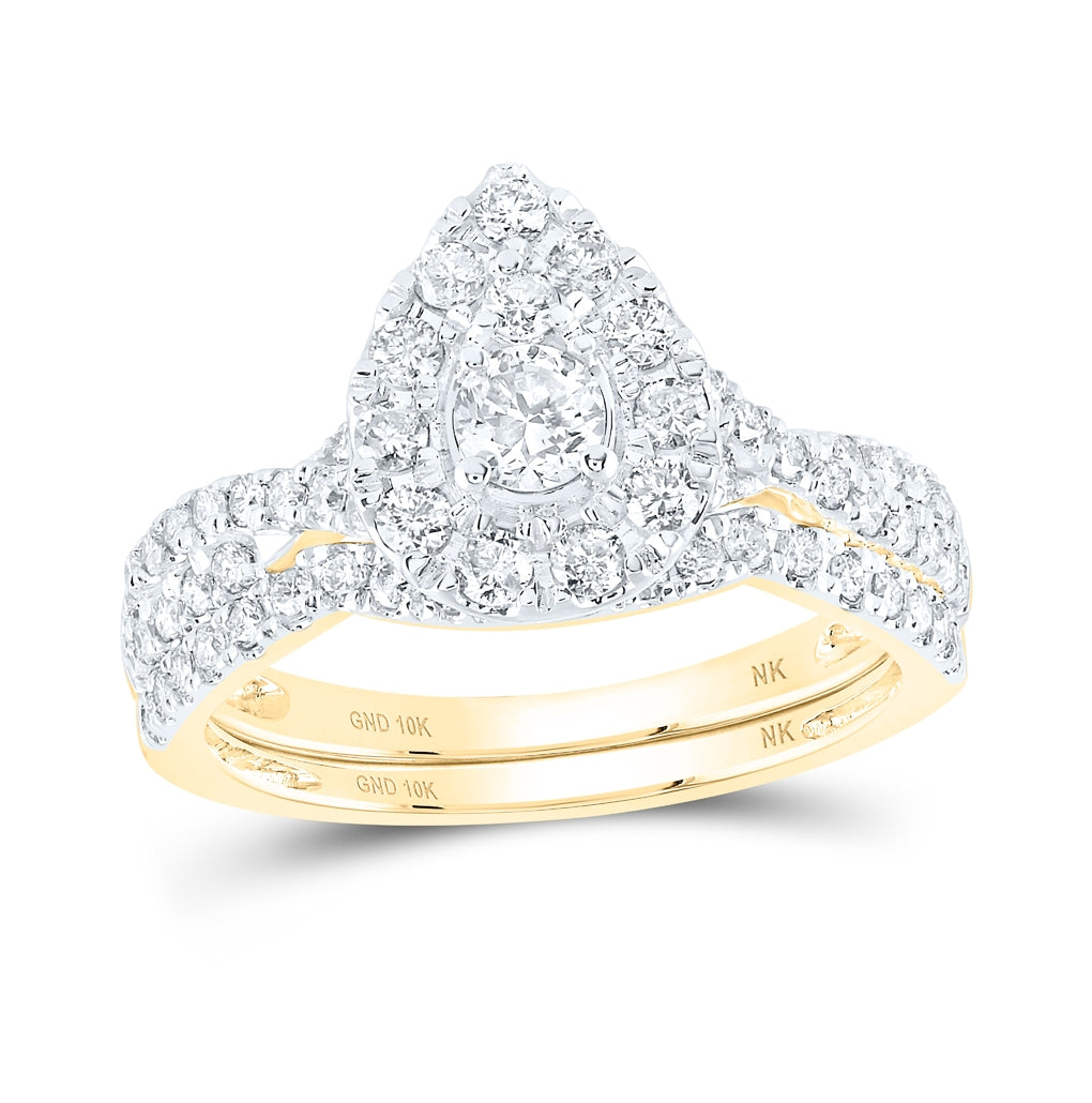 10K Yellow Or White Gold 1ctw Diamond Nk 1/5ct-crd Bridal Set Single Halo