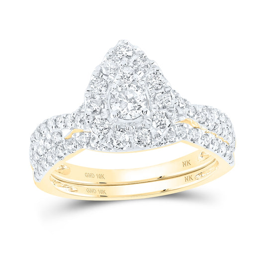 10K Yellow Or White Gold 1ctw Diamond Nk 1/5ct-crd Bridal Set Single Halo