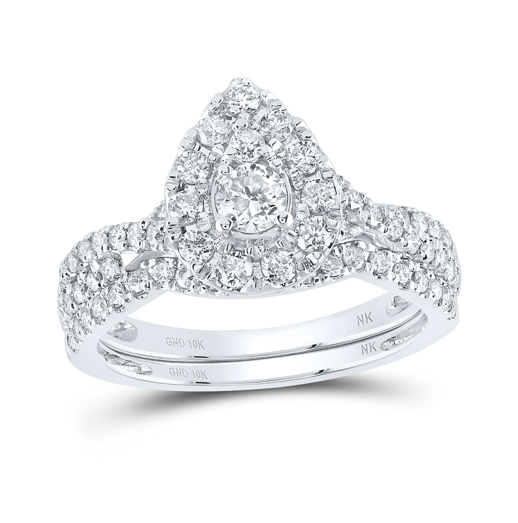 10K Yellow Or White Gold 1ctw Diamond Nk 1/5ct-crd Bridal Set Single Halo