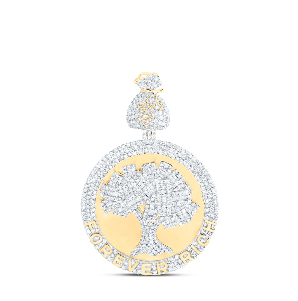 10kt Yellow Gold 2 5/8ctw Diamond Nk Mens Money Tree Memory Charm