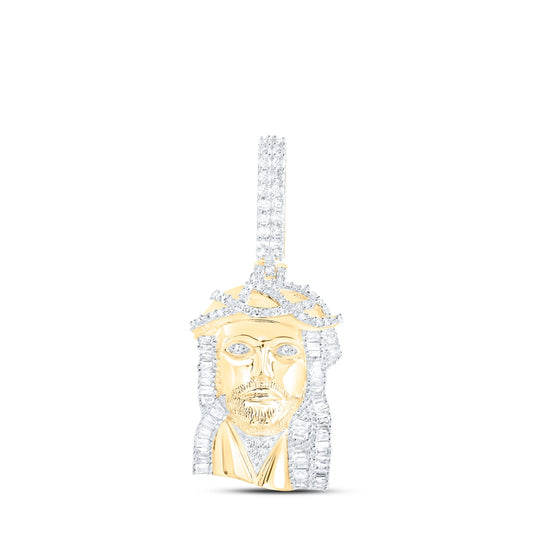 10kt Yellow Gold 3/4ctw Diamond Nk Jesus Men's Charm