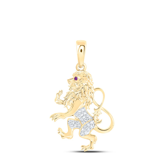 10kt Yellow Gold  1/8ctw Diamond Nk Lion Men's Charm