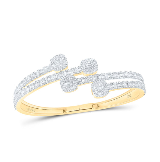 10K Yellow Or White Gold 3 1/4ctw Dia. Nk Cuff Ladies Bangle (55x65 Mm)