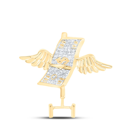 10kt Yellow Gold 1/10ctw Diamond Nk Dollar Wing Bail