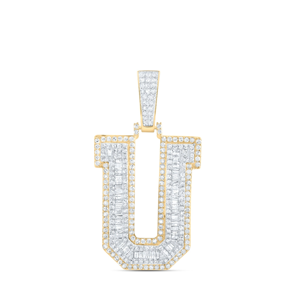 10kt Yellow Gold Diamond P1 Initial Mens Pendant