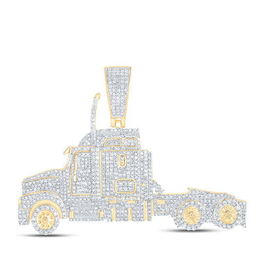 10kt Yellow Gold 2 1/2ctw Diamond Nk Truck Mens Charm