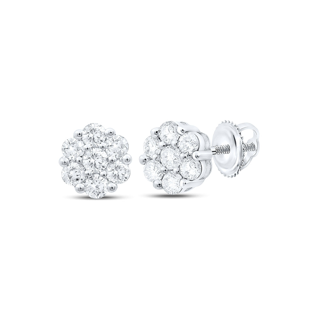 10kt White Gold 1ctw Diamond P1 Flower Earring