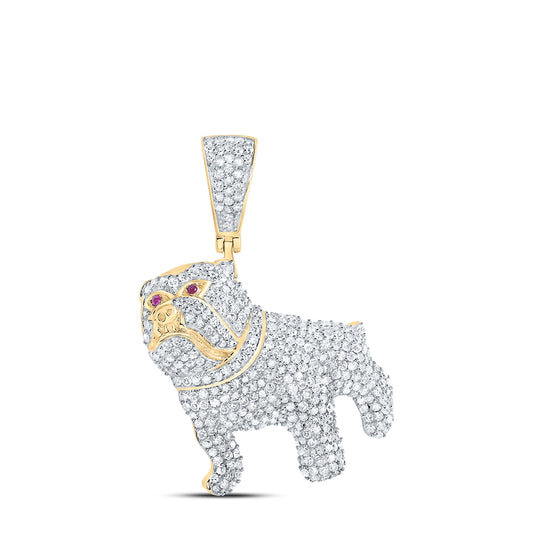 10kt Yellow Gold 1 1/2ctw Diamond Nk Bulldog/frenchie Mens Charm