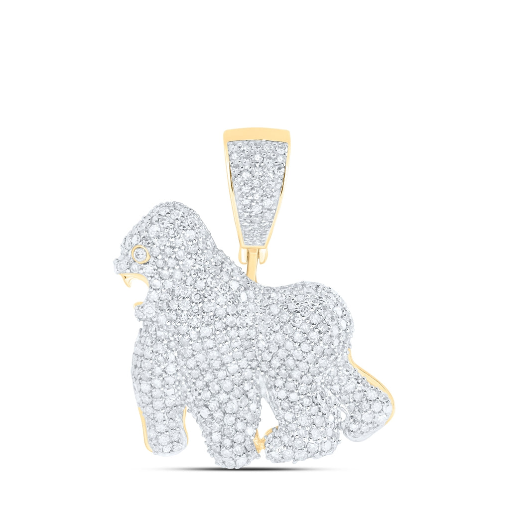 10kt Yellow Gold 1 3/4ctw Diamond Nk Mens Gorilla Charm