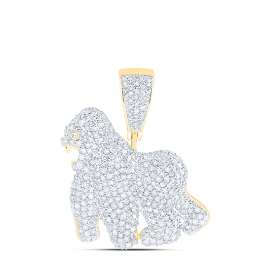 10kt Yellow Gold 1 3/4ctw Diamond Nk Mens Gorilla Charm