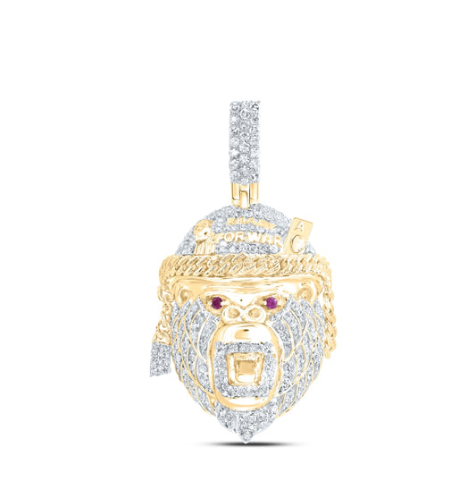 10kt Yellow Gold 7/8ctw Diamond Nk Gorilla Mens Charm