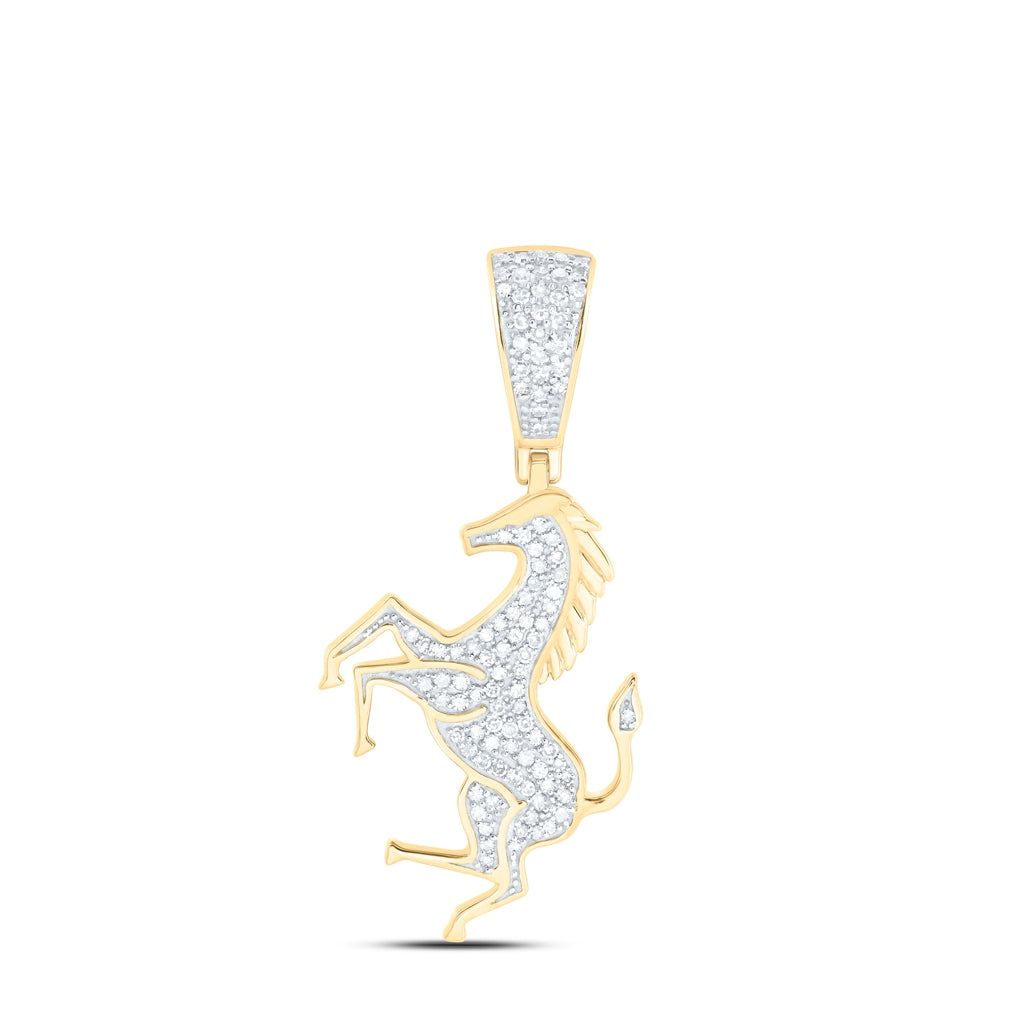10kt Yellow Gold 1/3ctw Diamond Nk Mens Horse Charm