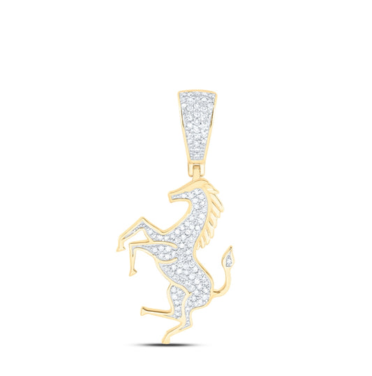 10kt Yellow Gold 1/3ctw Diamond Nk Mens Horse Charm