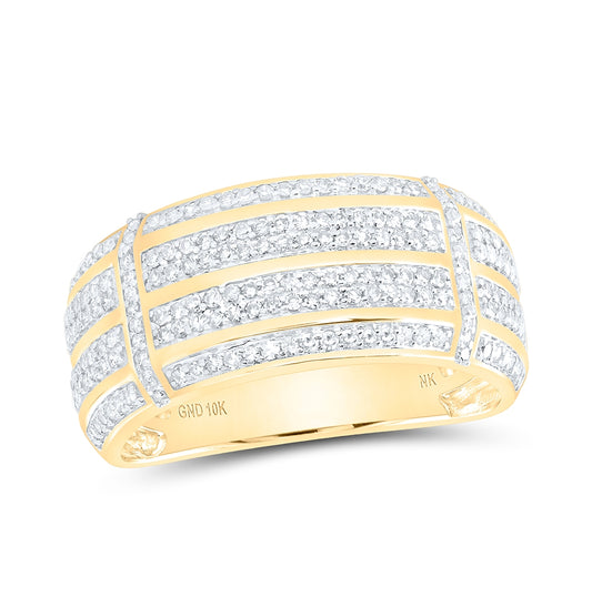 10kt Yellow Gold 3/4ct. Diamond Nk Mens Band