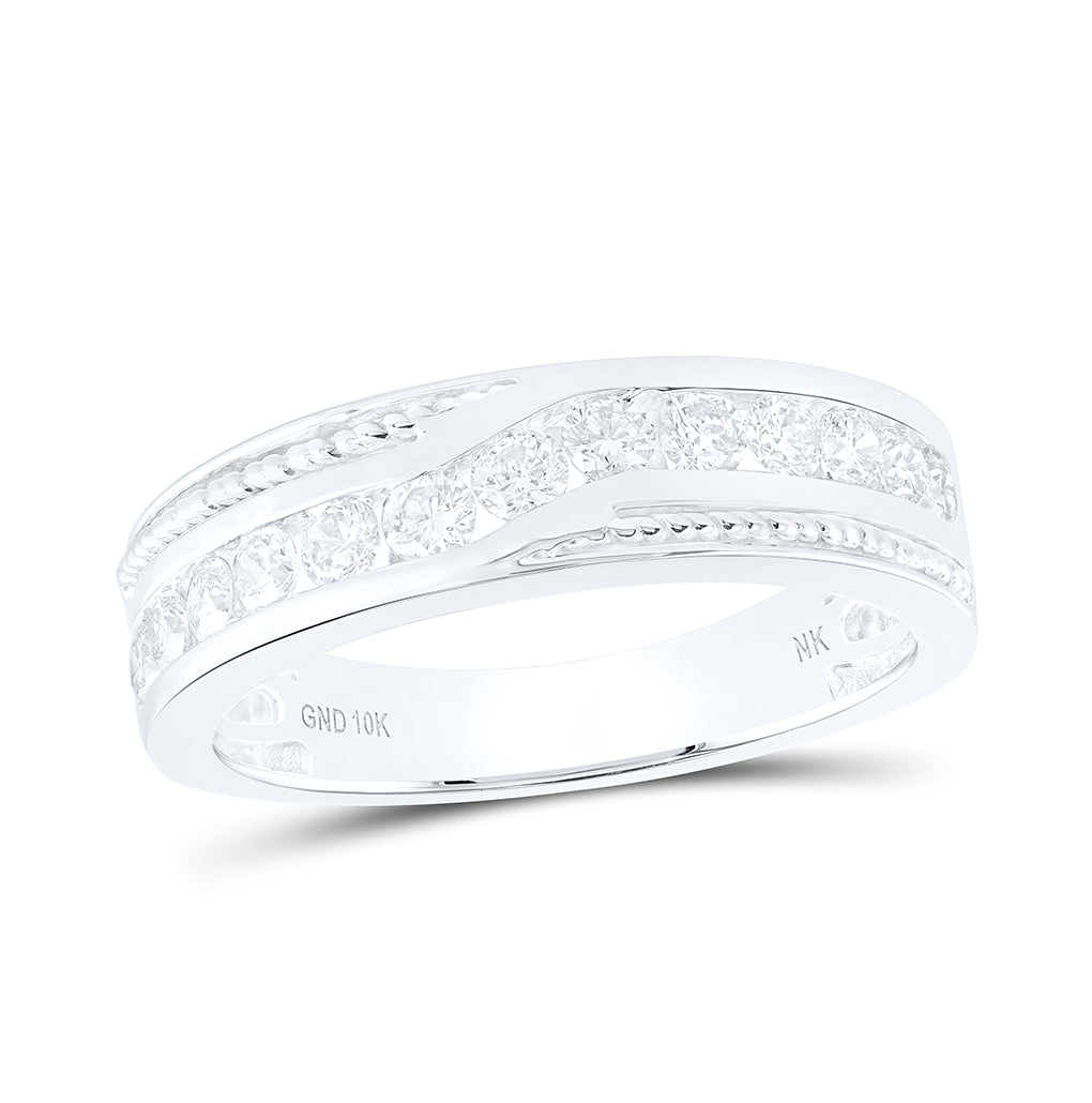 10kt White Gold 7/8ct. Diamond Nk Mens Band