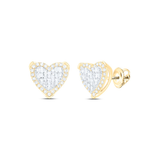 10kt Yellow Or White Gold 1/2ctw Diamond Nk Heart Earring