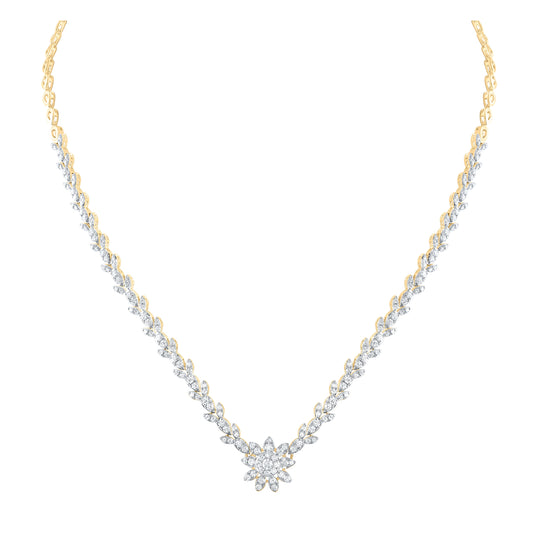 14kt Yellow Or White Gold 2 7/8ctw Diamond Ana M Flower Fashion Necklace (17 Inch)
