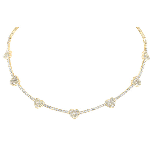 14kt Yellow Gold 5 1/2ctw Diamond Nke Heart Fashion Necklace (17inch)