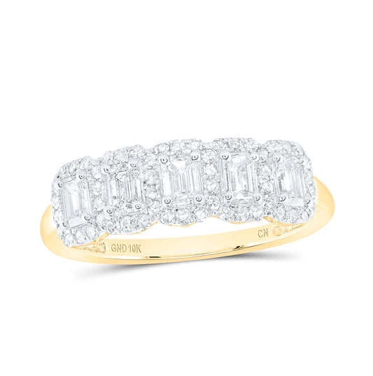 10kt Yellow Gold 1ctw Diamond Cn Emerald Dia Anniversary Fashion Band