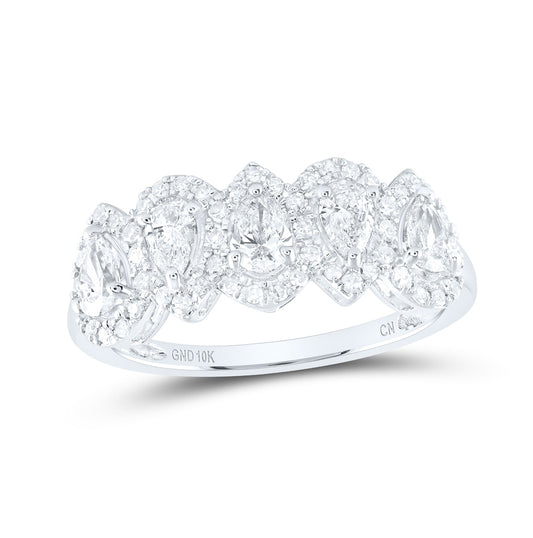 10kt White Gold 1ctw Diamond Cn Pear Dia Anniversary Fashion Band